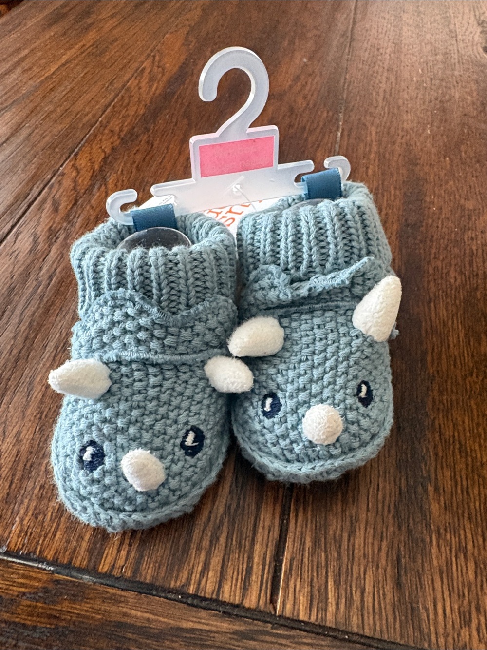 Carter's Baby Boys' Knitted Dino Slippers Newborn Dinosaur Booties NWT